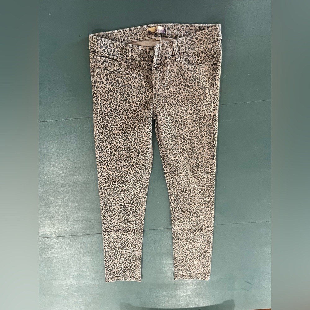 Paige Leopard Print Peg Skinny Jeans